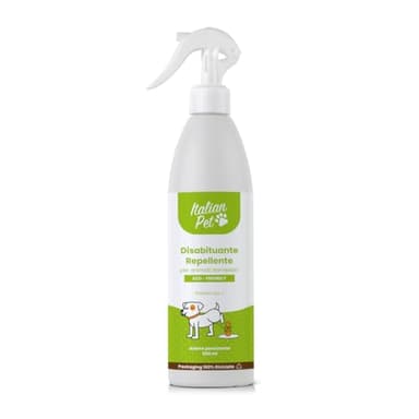 Italian Pet Eco Disabituante per Gatti, Cani, Animali Domestici - Repellente Pipì da Esterno e Interno - Dissuasore Naturale Urine Pronto Uso - Innocuo per Salute - Flacone plastica 100% riciclata