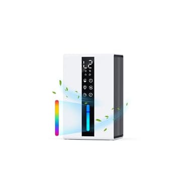 Deumidificatore Silenzioso con 1800ml, Deumidificatore Casa Muffa con Modalità Sospensione e Timer da 6-48 Ore, Controllo Umidità Auto (≥50% RH) Sbrinamento Auto, 7 Luci RGB, Basso Consumo Energetico