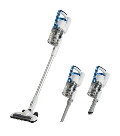 Amazon Basics Aspirapolvere senza fili 2 in 1 con motore BLDC da 350W, filtro HEPA e batteria ricaricabile, 0.7L, Bianco E Blu