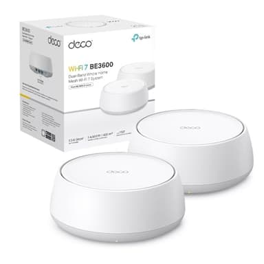 TP-Link WiFi 7 Deco BE3600 Mesh WiFi, BE3600Mbps, Dual Band, Canali 160MHz, 2 Porte Gigabit, HomeShield, MLO, 4K-QAM, Funziona con Qualsiasi ISP e Modem, 4 Antenne Interne, WPA3, Alexa, 2pz.