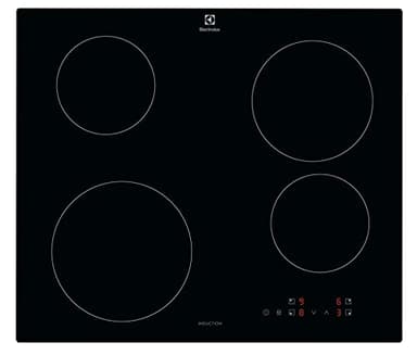Electrolux Serie 300 Piano Cottura a Induzione da Incasso EIB60424CK, 4 Fuochi Rapidi, Comandi SliderTouch, Sicuro e Facile da Pulire, 60 cm, 590×520 mm, Nero, Design Moderno