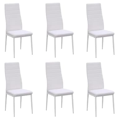 Stanew 588 - Sedia da pranzo, cucina o salotto, 6 pezzi, con gambe in metallo, imbottita, retrò con cuciture bianche, colore: bianco