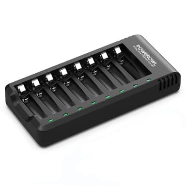 POWEROWL AA AAA Caricabatterie per Pile Ricaricabili 8 Slot Indipendente Ni-MH Ni-CD Ricaricabili Caricabatterie con Indicatore LED (Senza Adattatore)