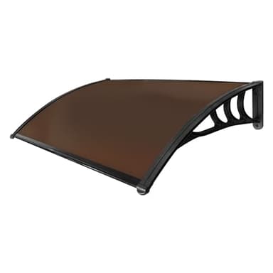 Arcadia - Pensilina da esterno per porte e finestre in PP e policarbonato 120x80 cm (Nera vetro fumè)