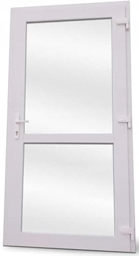 Otwarte Porta esterna in PVC per negozio, balcone, casa, economia, 4 colori: antracite, rovere dorato, noce, bianco (110 x 210 cm, bianco)