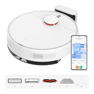 XIAOMI Robot Vacuum, Aspirapolvere e Lavapavimenti 2-in-1, Potenza di Aspirazione 5000Pa, Navigazione Intelligente LDS, Ricarica Automatica, Ideale per Tappeti a Pelo Corto e Pavimenti Duri
