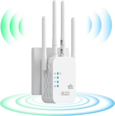 Ripetitore Wireless Wifi Extender e Access Point, 1200Mbps WiFi Potente per Casa Dual Band (2.4GHz/5GHz), Estensore Amplificatore di Segnale Wifi, Porta LAN, Compatibile con Tutti i Modem Router