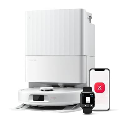 roborock QV 35A Robot Aspirapolvere, Antigroviglio, 8000Pa, Panno Sollevabile, Autolavaggio, Asciugatura ad Aria, Stazione Tutto in Uno, Evitare gli Ostacoli, Strategie di Pulizia dei Tappeti, Bianco