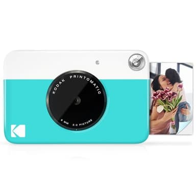 KODAK Printomatic Fotocamera digitale a stampa istantanea a colori - Foto di alta qualità su carta adesiva Zink 2x3" - 5MP, portatile, regalo creativo per compleanno, Natale, feste - Blu