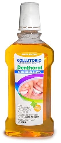 Denthoral, Collutorio Clorexidina 0,05% con Azione Igienizzante e Antiplacca, Aiuta a Prevenire le Carie, Collutorio Con Mentolo e Anetolo, Dona un Alito Fresco, Senza Alcool, 500 ml