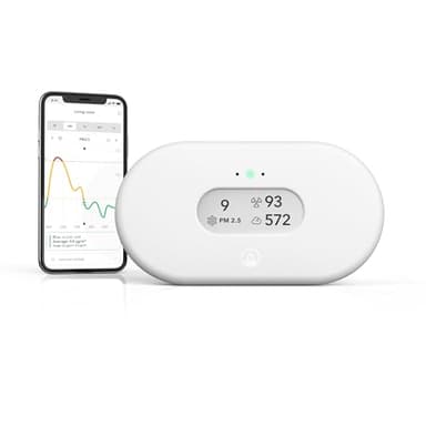 Airthings 2960 View Plus monitor per il radon e la qualità dell'aria con rilevatore di PM2,5, CO2, COV, umidità e temperatura, APP mobile, Wi-Fi, notifiche