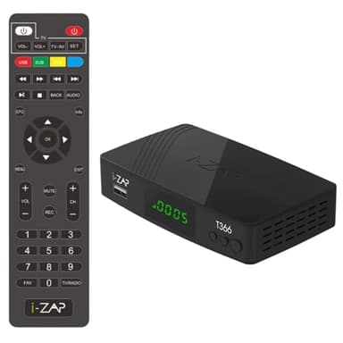 i-ZAP T366 - Decoder Digitale Terrestre 2025 DVB-T2 con Telecomando incluso. Presa HDMI, SCART, USB, ETHERNET