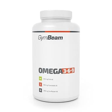 GymBeam Integratore Omega 3-6-9, 800mg Olio di Pesce, 600mg Olio di Semi di Lino, 580mg Olio di Girasole, Con EPA, DHA e Vitamina E, per la Salute del Cuore, Fonte di Acidi Grassi (240 cps)