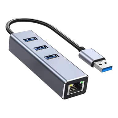 Adattatore USB Ethernet 4 in 1 con Hub USB 3.0 Ethernet, LAN RJ45 Gigabit 1000Mbps, Trasferimento Dati Alta Velocità 5Gbps, Plug & Play, Compatibile con Laptop PC MacBook Surface Tablet Windows MacOS