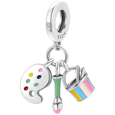 DOLARISE Charms for Pandora Bracelets, 925 Sterling Silver Dye Set Bead Charm Brithday Pendant Jewerly Gift for Women Girl Mom Family Friend