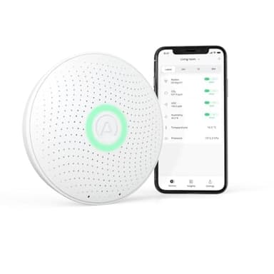 Airthings 2930 Wave Plus: Monitor per il radon e la qualità dell'aria con rilevatore di CO2, COV, pressione atmosferica, umidità e temperatura, Bianco