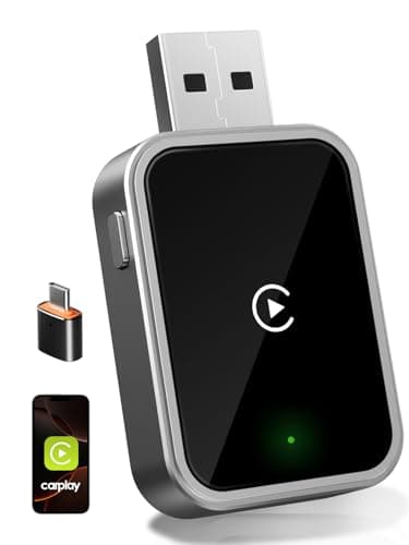 Adattatore Wireless per CarPlay – Upgrade 2025, Adattatore USB/Type-C senza fili, Connessione Veloce e Stabile senza Ritardi, Compatibile con iOS 12+