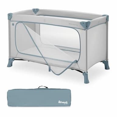 hauck Lettino Da Viaggio Dream N Play Plus - Culla Neonato Da 0 Mesi Fino a 15kg - Letto Pieghevole 120x60cm, Con Borsa - Box Bambini Con Apertura, Compatto - Dusty Blue