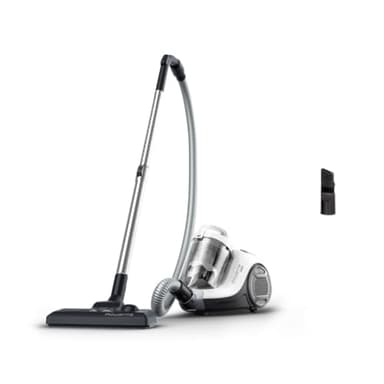Rowenta Swift Power Cyclonic RO2917, Aspirapolvere a Traino Senza Sacchetto, Potenza 900 W, Motore Silenzioso, Serbatoio facile da Pulire, Bianco/Grigio