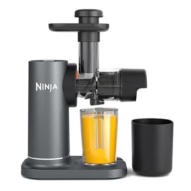 Ninja Cold Press Estrattore di Succo, Caraffa da 700ml, Contenitore Polpa 1,1 L, Prepara Succhi Freschi, Bevande e Shot Salutari, Compatto, Lavabile in Lavastoviglie, Parti Rimovibili, Grigio JC151EU