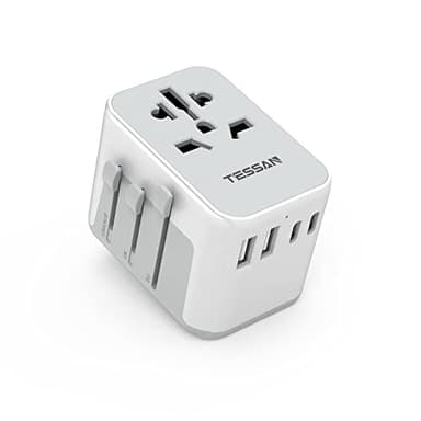 TESSAN Adattatore Universale da Viaggio, Presa Universale da Viaggio con 2 USB A e 2 USB C, Adattatore Prese Internazionale per Americana USA Inglese UK Giapponese Australia Messico Tailandia
