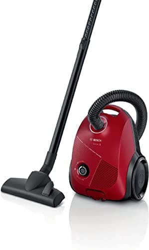 Bosch BGBS2RD1 Serie 2, Aspirapolvere a Traino con Sacco, Potenza 700W, Sacchetti Large da 3,5l, Facile da Usare e Trasportare, Rosso