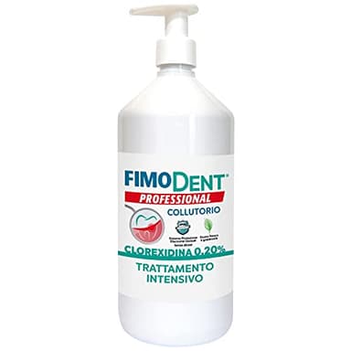 Fimodent Collutorio - Clorexidina 0.20% con SPDD (Sistema Protezione Discromie Dentali) e gradevole gusto menta - Trattamento antiplacca e antibatterico intensivo - 1000mL con dispenser