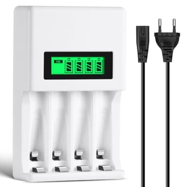 AXFEE Caricabatterie per Pile Ricaricabili, AA AAA Batterie Caricabatteria, Schermo LCD può visualizzare la capacità, adatto per batteria al litio da batteria Ni-Mh/Ni-Cd1,2 V