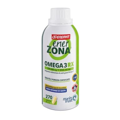 Enervit, Enerzona Omega 3 RX 270 Capsule da 1g Senza Ritorno di Gusto, Integratore Omega 3 IFOS, Acidi Grassi per Cuore, Vista e Cervello, Olio di Pesce 1000mg, Fish Oil Senza glutine