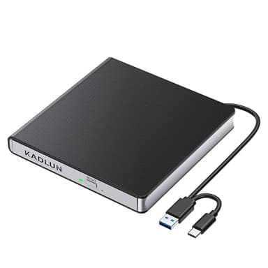Kadlun Lettore CD DVD Esterno per PC Portatile USB 3.0 Type-C Masterizzatore CD/DVD +/-RW Drive CD ROM Unità DVD Esterne per Laptop Desktop Windows XP/Win8/Win10/ Win11/Vista Linux Mac10 OS (SY905)
