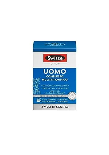 SWISSE Ultivit - Multivitaminico Uomo con Vitamina C D e Zinco per Supporto Sistema Immunitario Adulti, Integratori con Magnesio Biotina e Ferro per Metabolismo Energetico, Made in Italy, 60 Compresse