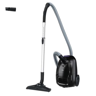Hoover HE1 Aspirapolvere a traino con sacco compatto e potente per pavimenti duri e tappeti, Filtro per la polvere EPA, Capacità del sacco 2,5L, Accessori integrati, Raggio d'azione 7,5m [HEZ107HM]