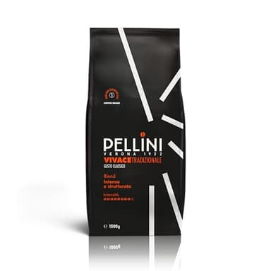 Pellini N.82 Vivace, Caffè in Grani per Espresso 1 kg, Miscela Classica Arabica e Robusta dal Gusto Deciso e Bilanciato, Caffè in Chicchi a Tostatura Media