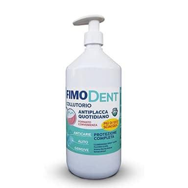 Fimodent Collutorio Antiplacca Quotidiano - Clorexidina 0,05% e Fluoro - Prevenzione Completa Antiplacca, Gengive e Alito - Aroma Menta Briosa - 1000mL