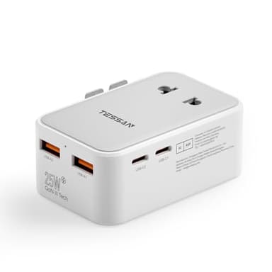 TESSAN Adattatore Universale da Viaggio PD 25W, Presa Universale da Viaggio avec 2 Ports USB C et 2 Ports USB A, Universal Travel Adapter per Americana Inglese Australia Thailandia Giappone