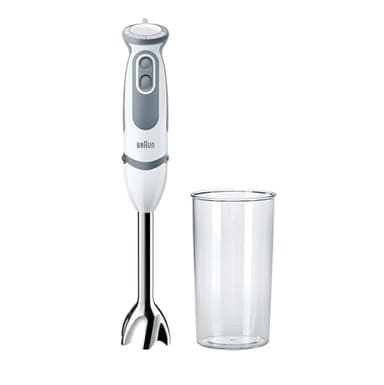 Braun Minipimer MultiQuick 5 Vario MQ5200 Frullatore ad Immersione, 21 Velocità, Preciso e Potente, Impugnatura Ergonomica, Dotato Bicchiere da 600 ml, Potenza 1000W, 1 accessorio, Bianco/Grigio