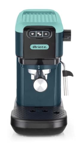 Ariete 1399 Macchina da caffè espresso Light Aquamarine, Per polvere e cialde ESE, 1300 W, Capacità 1,1L, 15 bar di pressione, Filtro 1, 2 tazze e cialda ESE, Cappuccino, Verde