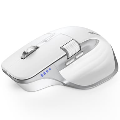 TECKNET Mouse Wireless Bluetooth ad Alte Prestazioni (BT5.0/5.0+2.4G), Rotella di Scorrimento Orizzontale, Scorrimento Rapido, 4800 DPI Mouse Ergonomico Ricaricabile per PC/MacOS/Windows, Bianco