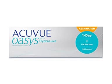 ACUVUE OASYS 1-Day per astigmatismo; Lenti a contatto giornaliere; visione chiara e stabile per tutto il giorno,comfort elevato;-2.25 diottrie; Cilindro -0.75 ; Asse 180 ; BC 8.5; DIA 14.30; 30 lenti