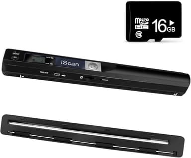 AOZBZ Scanner Per Documenti Portatile, 900 Dpi, Scanner di Immagini USB A4 a Colori, Scanner Portatile Per Foto, Scansione Pratica (Micro Bisogno di Schede SD/TF) (Nero Con scheda di memoria1)