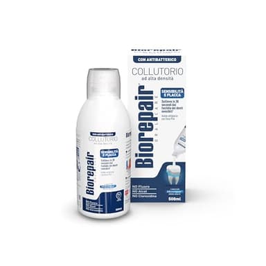 Biorepair, Collutorio Denti Sensibili 3 in 1: Antibatterico, Anticarie, Antisensibilità, con microRepair ripara-smalto e Zinco PCA. Senza Fluoro ne Clorexidina, Confezione da 500ml