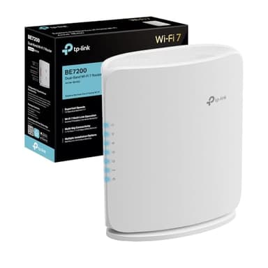 TP-Link Wi-Fi 7 Archer BE450 Router Wi-Fi BE7200Mbps, 1×Porta WAN/LAN 10 Gbps, 1×Porta WAN/LAN 2.5 Gbps, Molteplici Opzioni di Installazione, MU-MIMO, 4K-QAM, OFDMA, MLO, VPN, non supporta xDSL