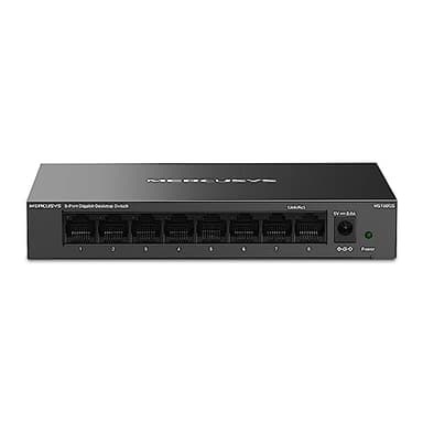 TP-Link Mercusys MS108GS Switch Ethernet 8 Porte Gigabit, Sdoppiatore Ethernet, Switch Gigabit per la Casa e l'Ufficio, Plug e Play, Montaggio Desktop, Cassa in Metallo, Durevole e Silenzioso
