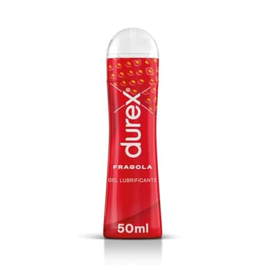 Durex Strawberry, Lubrificante Sessuale Intimo, Gel Lubrificante a Base d'Acqua Adatto per Rapporti Intimi e Preliminari, Gusto Fragola, 50ml