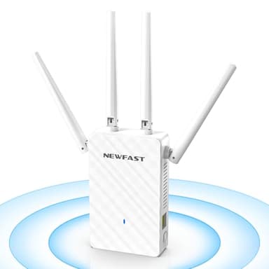 NEWFAST Ripetitore WiFi Potente per Casa, Extender WiFi Potente 2.4GHz N300 Amplificatore Wi-Fi con 4 Antenne ad Alto Guadagno, Porta LAN, Supporta 4 Modalità, WPS Funzione (NF-RE516)