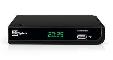 TELE System Decoder Digitale Terrestre HD TS6819 T2HEVC, DVB-T2 HEVC 10 Bit, HDR HLG, AUTOSCAN, LCN, Lettore Multimediale, EPG Guida TV, Telecomando Incluso, Ricevitore TV Digitale Terrestre