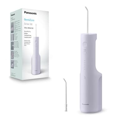 Panasonic Serie 300 Irrigatore Orale EW-DJ26-V303, Idropulsore dentale, 200ml, IPX7, 2 Ugelli Standard, 5 Impostazioni di Pressione, Accessorio da Viaggio, Viola