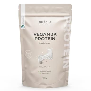 nutri+ Proteina in Polvere vegan 3k Gusto Neutro 83% di Proteine - Protein Powder Natural - Polvere proteica senza Lattosio - Isolato proteico