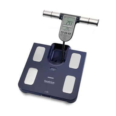 OMRON BF511 Analizzatore di composizione corporea clinicamente validato con 8 sensori ad alta precisione per misurare il corpo. Bilancia pesapersone digitale e di precisione.