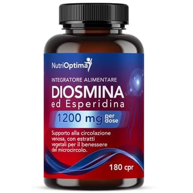 Diosmina Esperidina Alto Dosaggio 1200mg 180 Compresse – Integratore con Flavonoidi per Microcircolo e Benessere delle Gambe